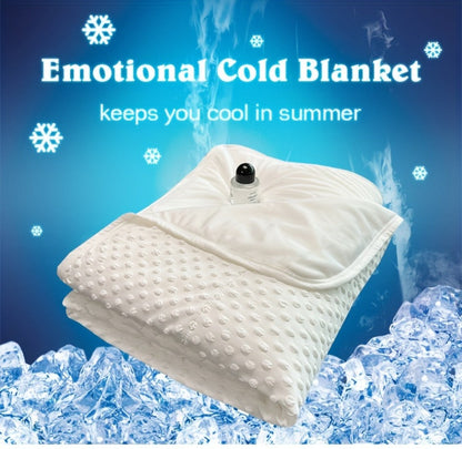 Cooling Blanket for Summer – Breathable Lightweight Throw with Soundwave Embossed Striped Design, 100% Polyester Machine Washable Blanket