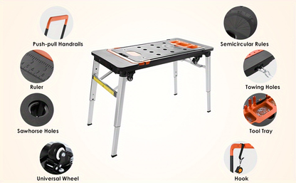 7in 1 Multifunctional Work Benches, Folding Work Table for Garage, As Portable Workbench, Sawhorse