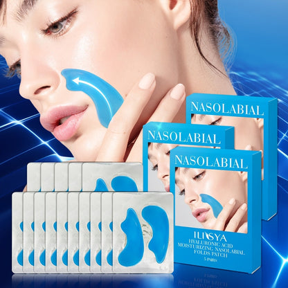 Nasolabial Fold Patches 3 Boxes - Hyaluronic Acid & Collagen Laugh Line Sticker, Lifting Tightening Anti-Wrinkle Nose Line Patch
