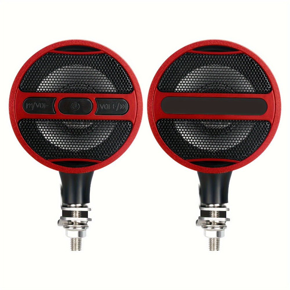 Motorcycle Bluetooth Stereo Speaker System with Built-In Amplifier – 3" Handlebar Mount Speakers, MP3 & USB, 12V, 20W×2 for ATV