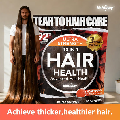 Biotin Gummies for Hair Growth with Collagen Complex Vitamin C & Ginger, 90 Chewable Gummies for Thicker Fuller Hair