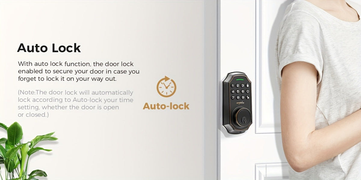 Smart Door Lock Arpha Keypad Deadbolt with Black Silver Handle Sets and Optional Fingerprint WiFi Versions