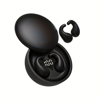 Heart-Shaped Bluetooth 5.4 Sleep Earbuds with Digital Charging Case in Black, White or Khaki