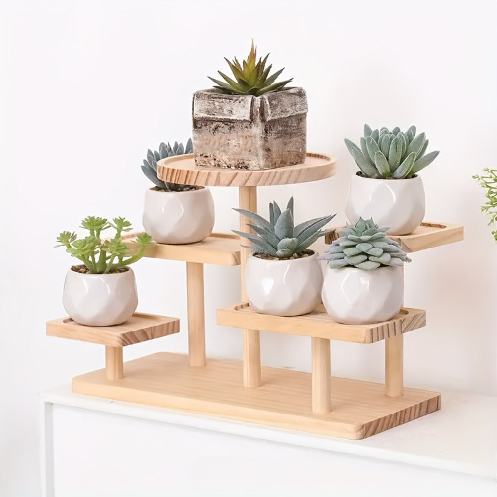Tiered Wooden Display Stand Libra Balance Scale Style for Laundry Rooms, Closets and Home Organization