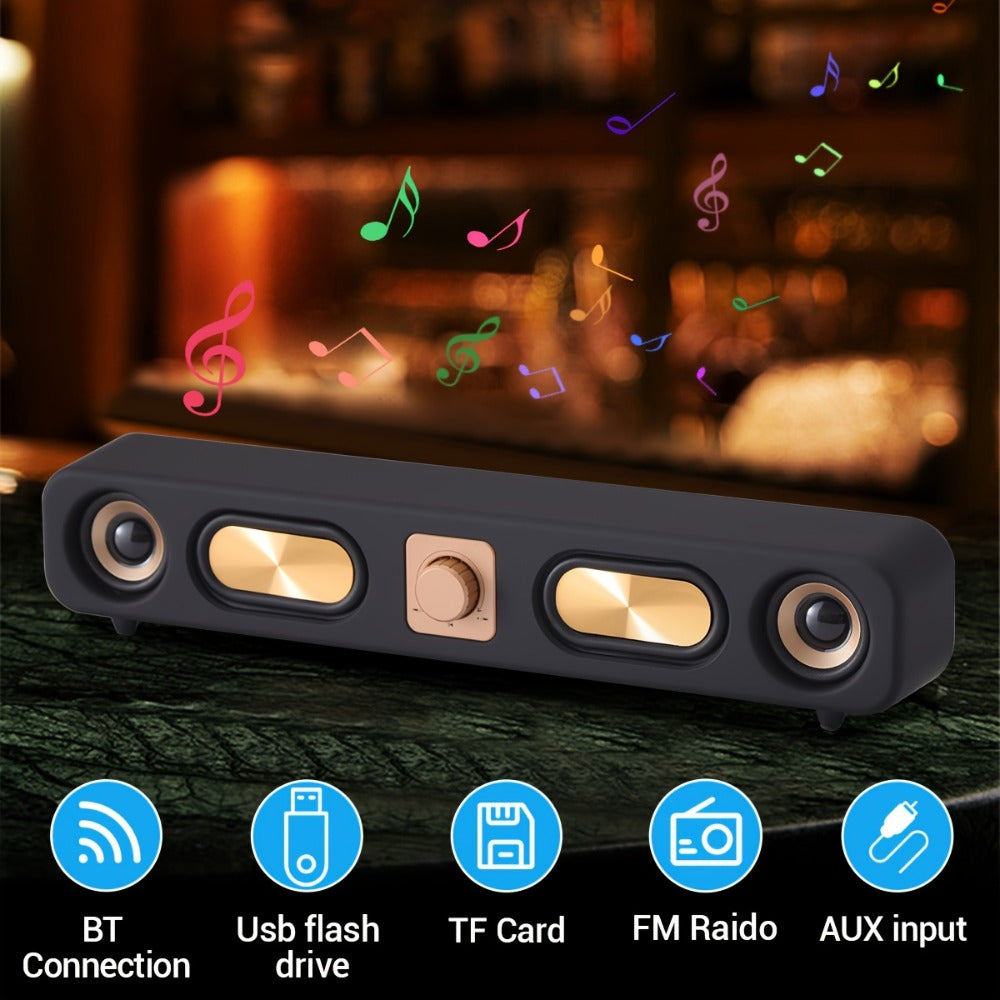 Retro Wood Grain Bluetooth Speaker Dual 2-Inch Woofers 10W Wireless Desktop Soundbar TF AUX for an Everyday Personal Care Routine