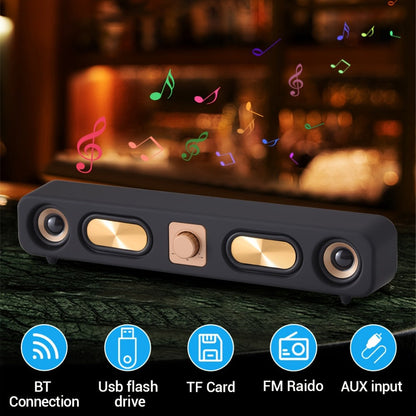 Retro Wood Grain Bluetooth Speaker Dual 2-Inch Woofers 10W Wireless Desktop Soundbar TF AUX for an Everyday Personal Care Routine