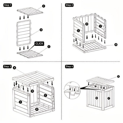 Deck Box Flip Top Resin Secure Lid | Patio Pool Backyard Cushion Garden
