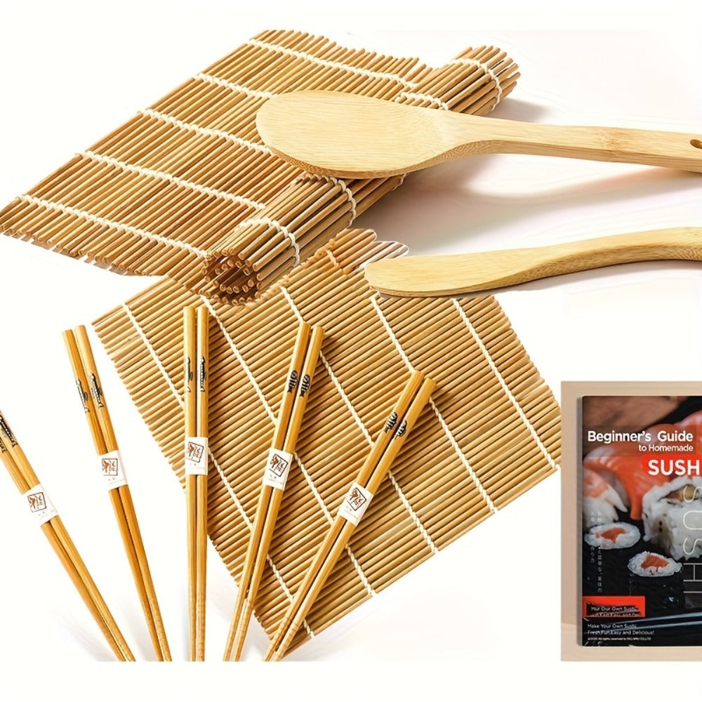 Sushi Making Kit 9/27Pcs with Bamboo Rolling Mats, Rice Molds, Paddle, Knife & Chopsticks, Beginner Set for Home