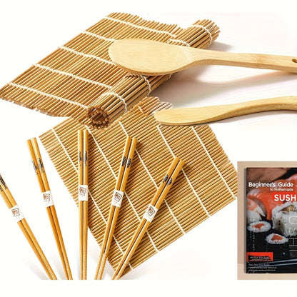 Sushi Making Kit 9/27Pcs with Bamboo Rolling Mats, Rice Molds, Paddle, Knife & Chopsticks, Beginner Set for Home