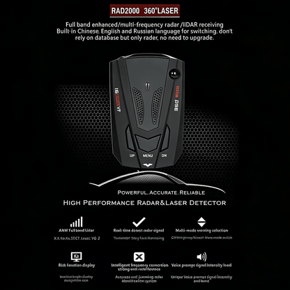 Radar Detector for Cars V7 Upgraded Chip 360 Degree Signal Reception City Highway Mode Compact Design Long Range Detection Speed Camera