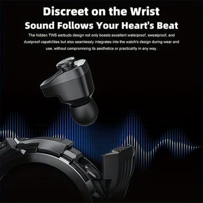 Smartwatch 2-in-1 with Built-In Earphones, 1.46 Inch IPS Touchscreen and 100 Sport Modes with Extra Strap