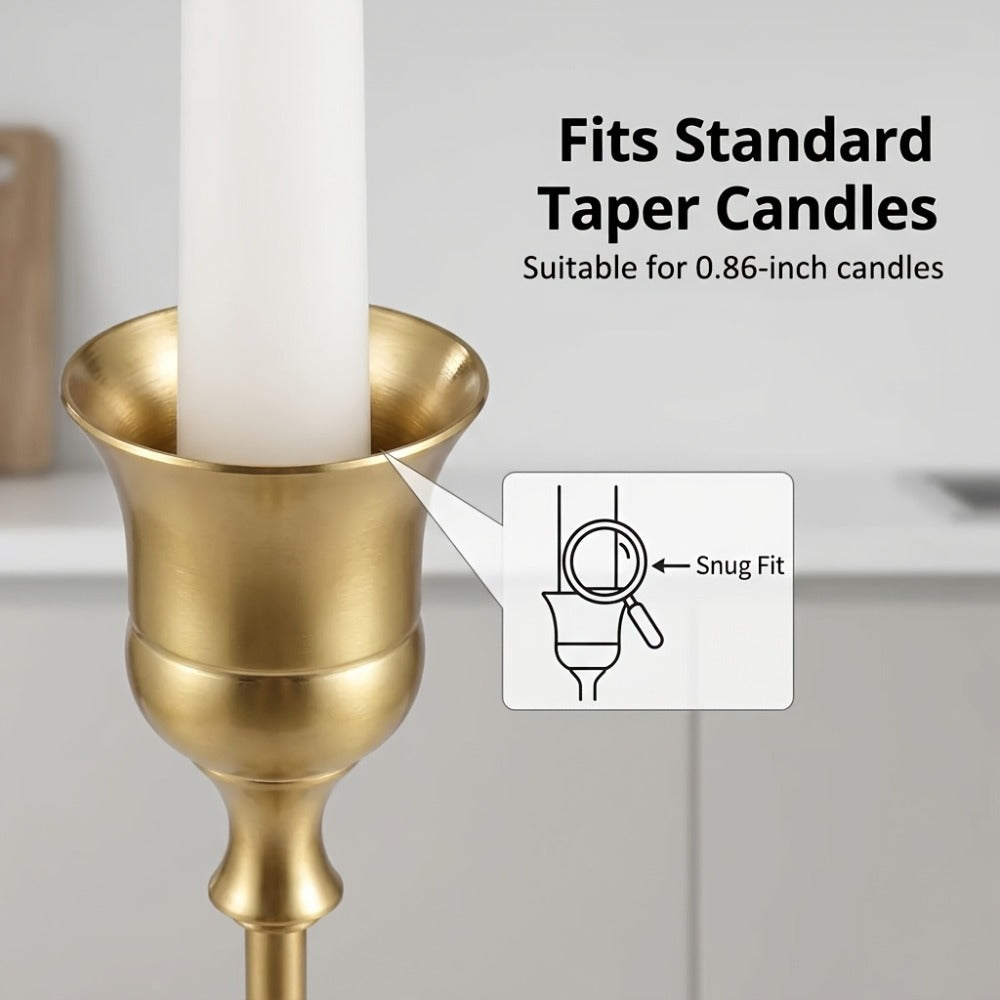 Copper Plated Candlestick Holders Bulk Set for Entryways, Bedrooms and Living Spaces, with the Listed Configuration
