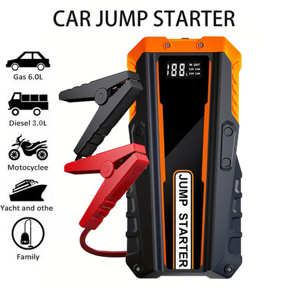 Portable Car Jump Starter Power Bank 200A Peak – 12V Emergency Battery Booster for Gas Engines Under 2.0L, USB & Type-C Charging, LED Light