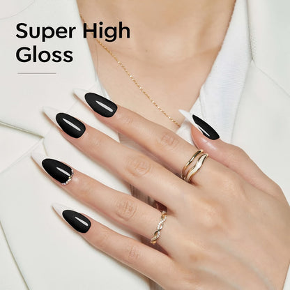 Gel Nail Polish in 16ml Deep Black for Solid Color, Stamping, French Tips and Chrome Base for Nail Art