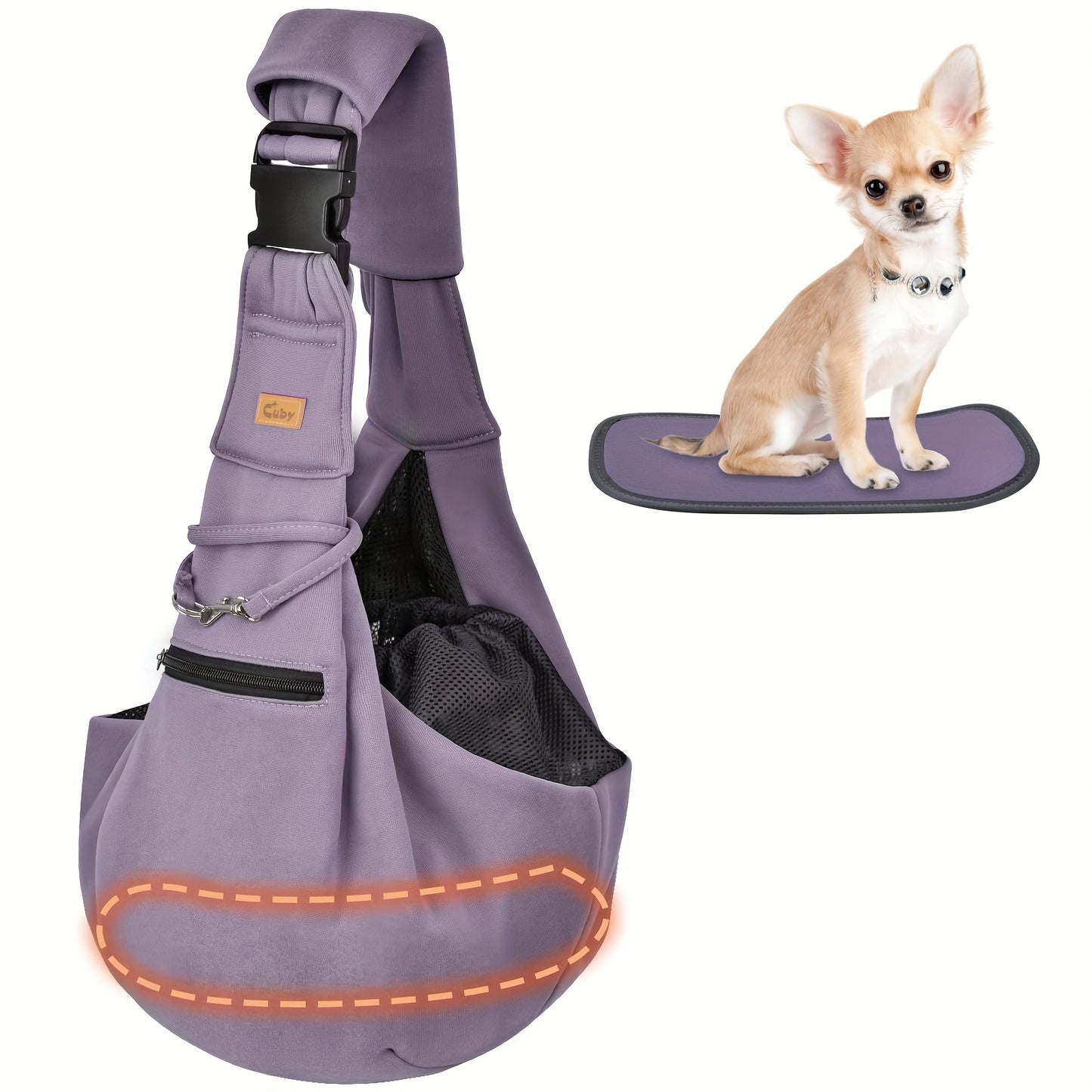 Padded Hard Bottom Pet Sling Shoulder Carrier | Adjustable Soft Dog Cat Puppy Carrying Bag, Comfortable Hands-Free Travel Shoulder Tote