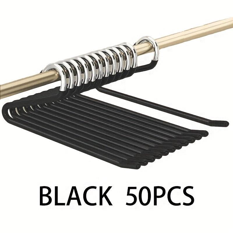 Pants Hangers Metal Open Leg Non-Slip – Heavy Duty Trouser Jeans Hanger for Wardrobe, Space Saving, Black or White, 10/20/30/50pcs