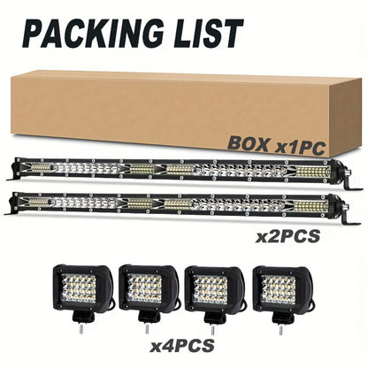 LED Work Light Bar Kit for Off-Road Truck Jeep SUV ATV UTV Tractor, 12-24V 2000-3000LM Combo 22in 10in + 4in Spot Flood Lights