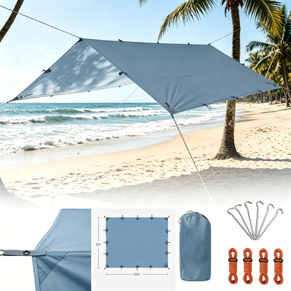 Camping Tarp Canopy with UV Protection – Portable Foldable Waterproof Shelter Tent for Backpacking, Hiking, Garden