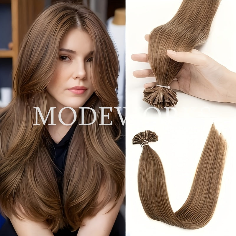 Remy Human Hair U Tip Keratin Extensions Straight Seamless Invisible Nail Tip Bond 50 Strands 12 14 16 18 20 Inch Natural Black Jet Black