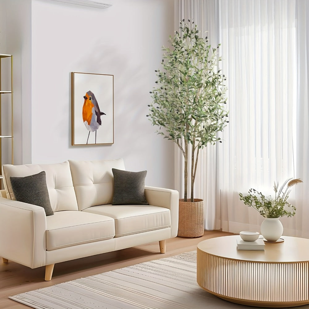 Full-Canopy Artificial Olive Tree with 4, 5, 6 or 7 ft Height Options, Decorative Fruit and Potted Base