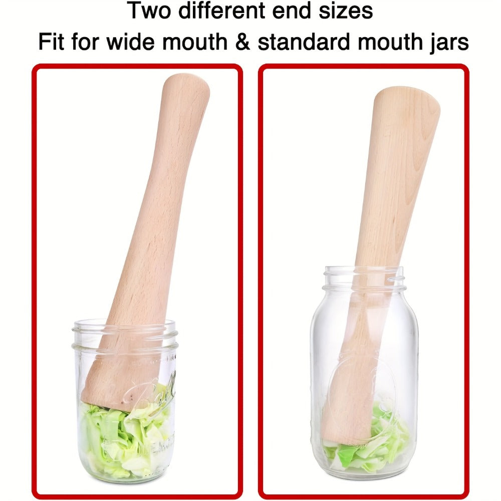Wooden Sauerkraut Pounder for Mason Jars – 11.6 Inch Solid Wood Fermentation Tamper Kraut Pounder Pestle for Vegetable Fermentation