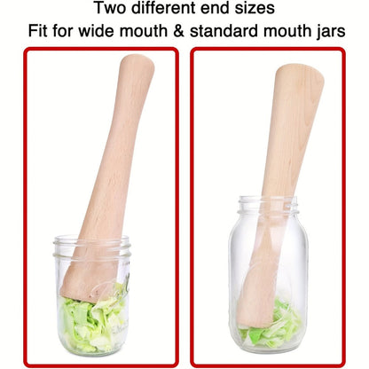 Wooden Sauerkraut Pounder for Mason Jars – 11.6 Inch Solid Wood Fermentation Tamper Kraut Pounder Pestle for Vegetable Fermentation