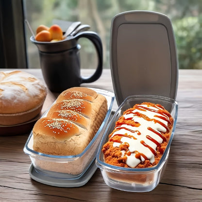 Glass Baking Dish with Lid, 1.9 Qt Rectangular Glass Loaf Pan with Handles, Oven & Airtight Food Storage Container