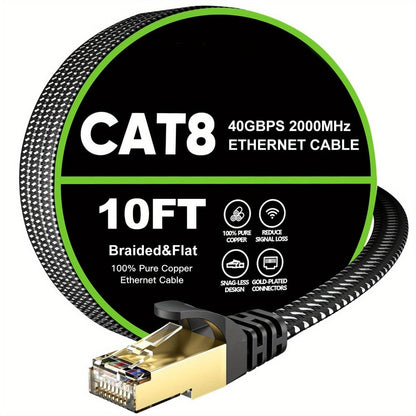 Cat 8 Ethernet Cable 100ft Flat Braided, 40Gbps 2000MHz High Speed Internet Cord for an Everyday Personal Care Routine