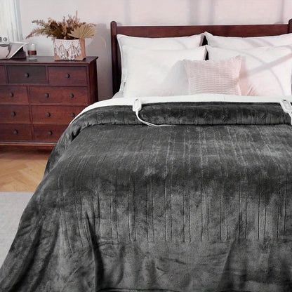 Electric Blanket with Temperature Control and Timer, Extra Large Flannel Heated Blanket, 8 Levels Auto-Off