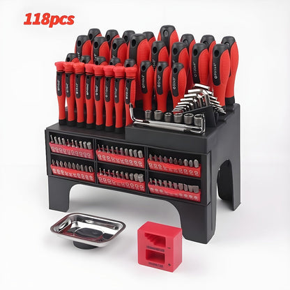 Screwdriver and Bit Organizer Set with 100-, 118- or 126-Piece Color-Coded Rack Configurations