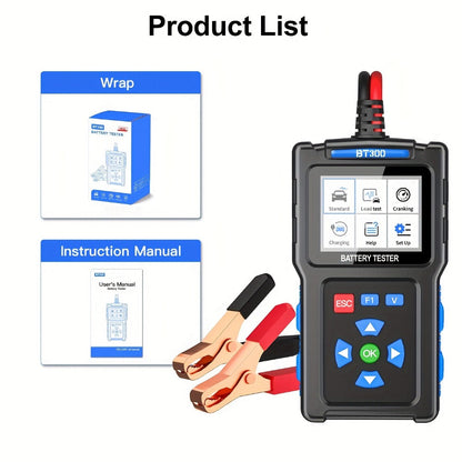 Car Battery Tester 12V 24V 20-2000 CCA Automotive Battery Load Tester and Alternator Tester for AGM GEL Lead-Acid Batteries Multi-Language