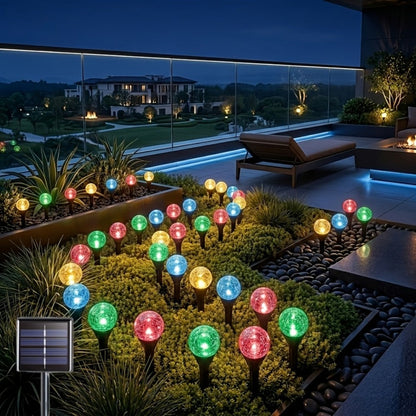 Solar Garden Light Crystal Bubble Ground Stakes 30-Pack with 8 Modes and Two Color Options