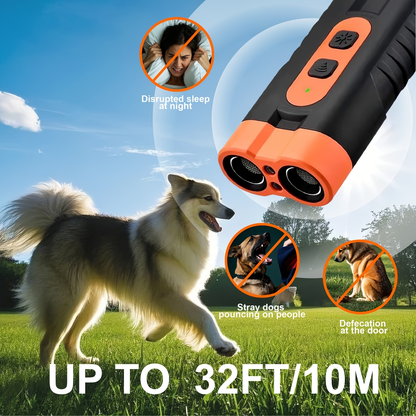 Ultrasonic Dog Device - Handheld Bark Control with Dual-Head System, LED Light & One-Touch Operation for Small Medium Large Dogs