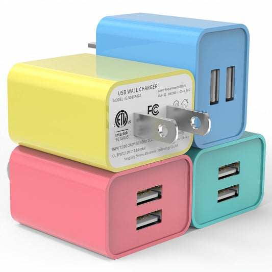 USB Wall Charger Cube Multi-Pack 2/3/4-Pack Dual Port 5V 2.1A with Short Circuit Protection