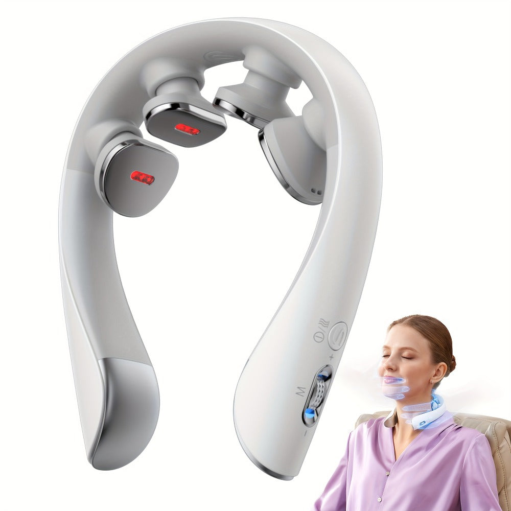 Neck Massager with Heat Cordless Electric Kneading, Wearable Hands-Free Portable Neck Shoulder Massager USB Rechargeable