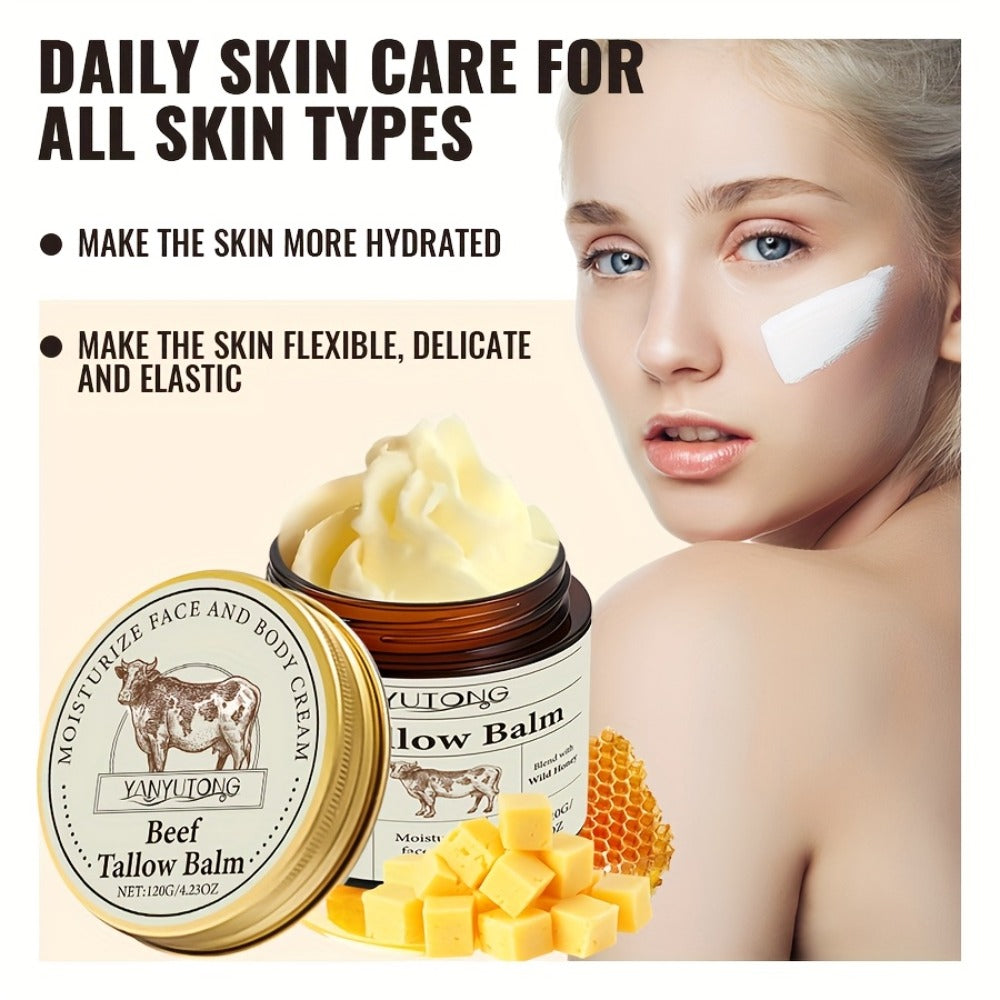 Grass-Fed Beef Tallow Cream with Raw Honey & Vitamin E, Minimalist Face & Body, Clean Beauty All-Over Skin Nourishment for Dry Skin