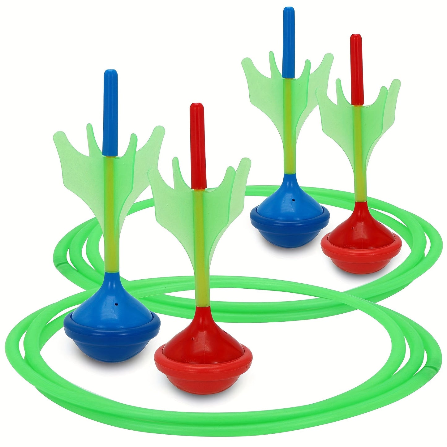 Lawn Darts Game Set Glow in the Dark – 6 Piece Soft Tip Rubber Dart Set with 2 Target Rings for Kids & Adults