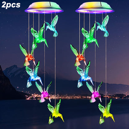 Solar Hummingbird Butterfly Pendant Light 6 LED Color, for Garden, Pathway and Patio Lighting