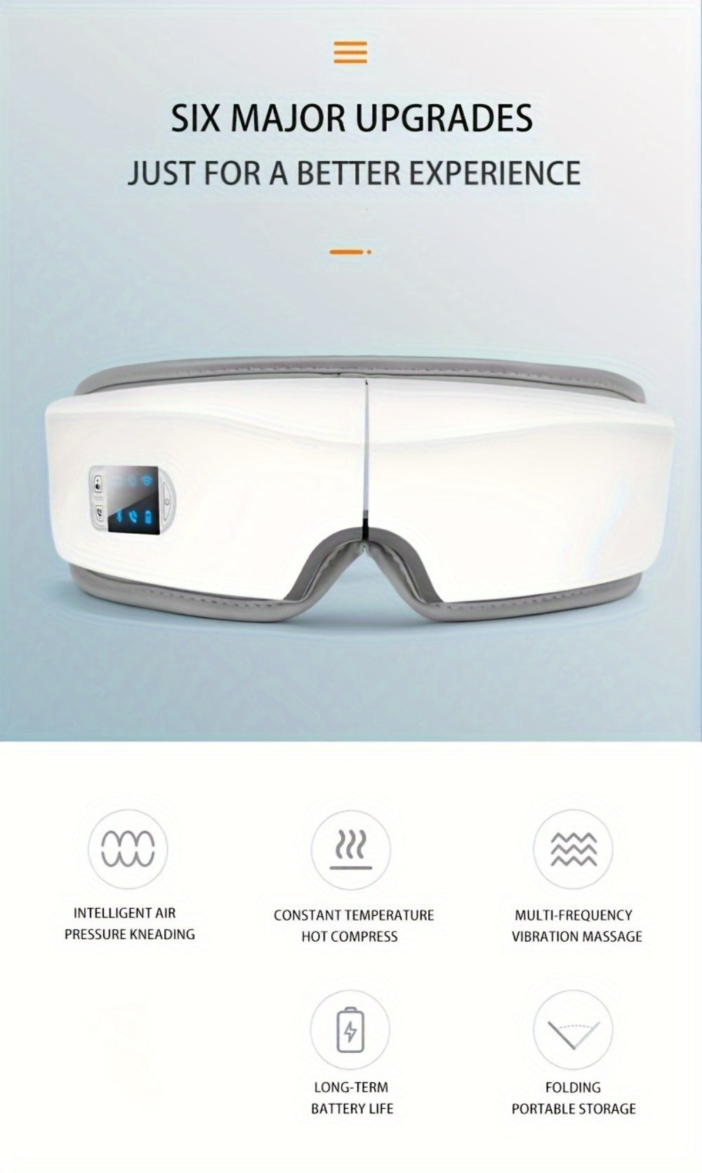 Eye Massager 4D Kneading Vibration Hot Compress Bluetooth Music Massage, Rechargeable Portable Eye Relax Device for Stress