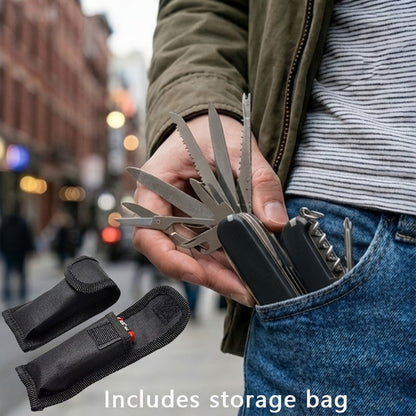 Multitool Pocket Knife 17-in-1, Includes Screwdriver, Pliers, Scissors, Bottle Opener & More, Portable Multi-Tool for Camping