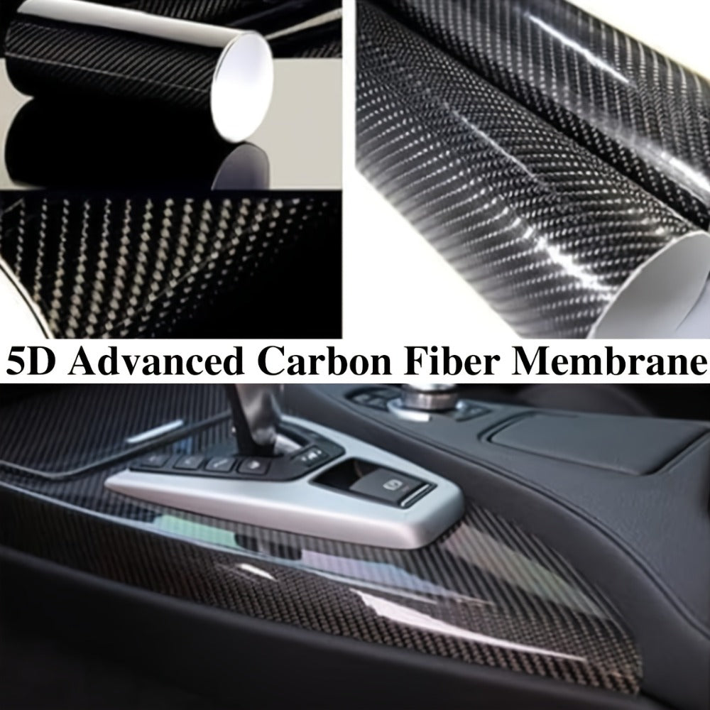 5D Carbon Fiber Vinyl Wrap 50cm x 300cm – Self-Adhesive Car Interior Decor Film, UV Protection, Scratch-Resistant, Dashboard Trim Sticker