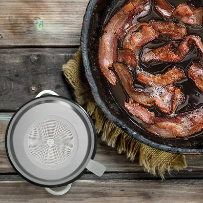 Bacon Grease Container with Lid, Large Grease Storage Can with Heat-Resistant Filter, Silicone Spatula & Cleaning Sponge Set