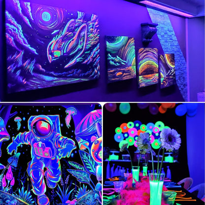 UV Black Light Bulbs 12W LED UVA 385-400nm - Glow in the Dark Party Blacklight Bulb for Halloween
