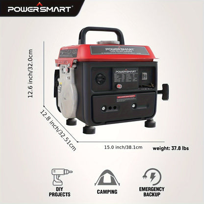 Portable Generator 1200W 2-Stroke Low Noise - Compact Gas Powered Generator for Camping, Job Sites