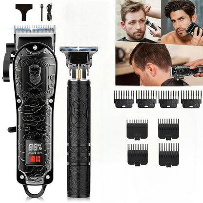 Men's Grooming Set USB Rechargeable Hair Clipper Electric Shaver Nose Ear Hair Trimmer for Everyday Face, Beard and Body Grooming