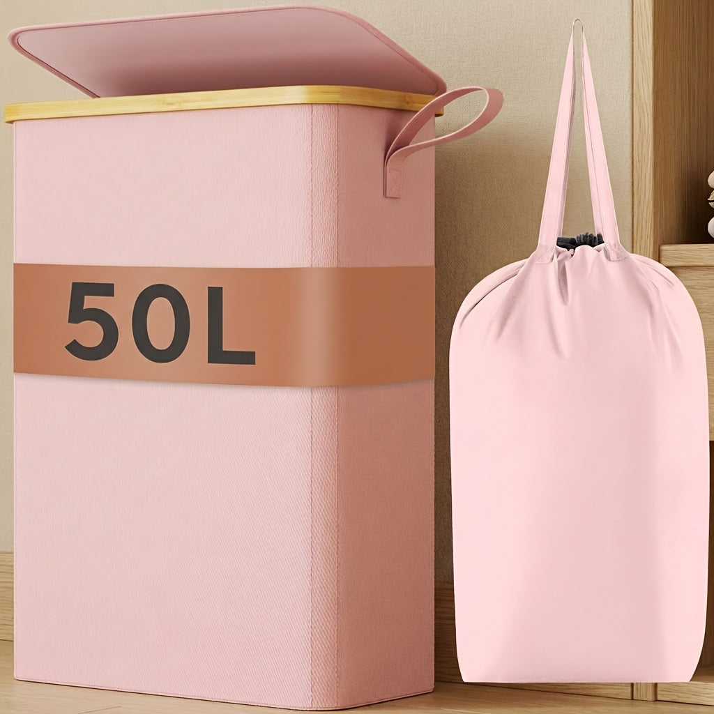 Slim Lidded Laundry Hamper with Removable Bag in Six Colors and 50L, 65L or 75L Options Pictured