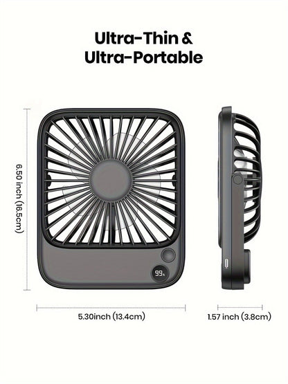 USB Desk Fan Battery Operated, 2000mAh & 5000mAh Rechargeable Mini Personal Fan, 4-Speed Adjustable