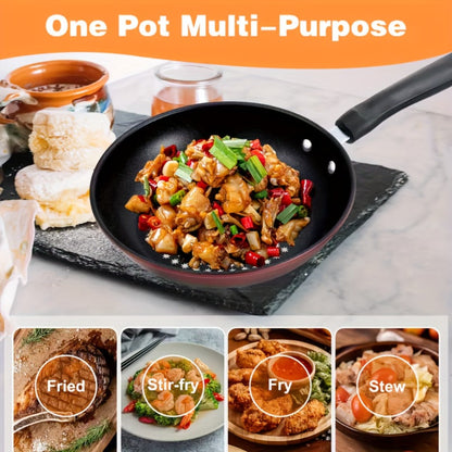 Non-Stick Cookware Set Pots and Pans 10 & 12 Piece, Heat-Resistant Frying Pan, Saucepan & Stewpot