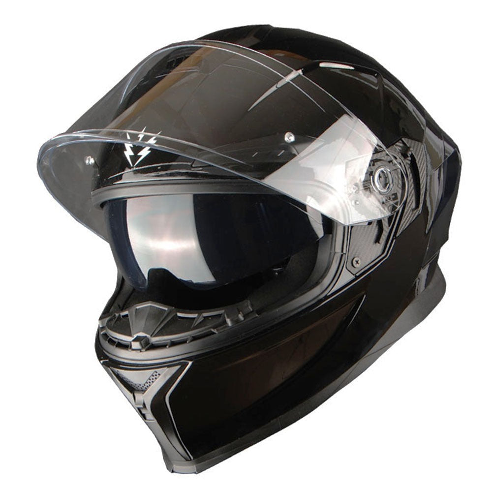 Motorcycle Helmet Full-Face Dual-Visor Shell with Clear Outer Shield, Smoked Inner Visor, Nine Colors and S-XL Sizes