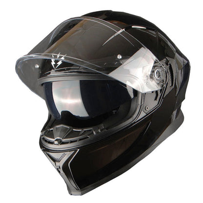 Motorcycle Helmet Full-Face Dual-Visor Shell with Clear Outer Shield, Smoked Inner Visor, Nine Colors and S-XL Sizes